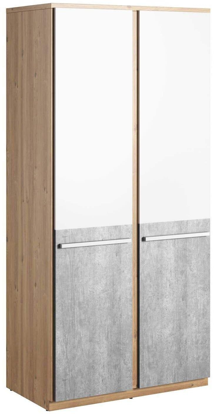 Product photograph of Plano Oak And Faux Concrete 2 Door Wardrobe from Choice Furniture Superstore.