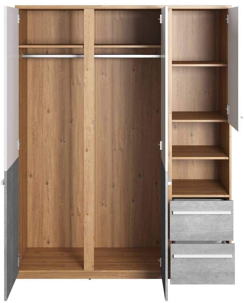Product photograph of Plano Oak And Faux Concrete 3 Door Wardrobe from Choice Furniture Superstore.