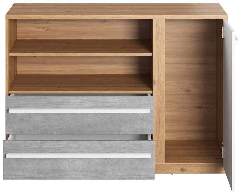 Product photograph of Plano Oak And Faux Concrete Sideboard from Choice Furniture Superstore.