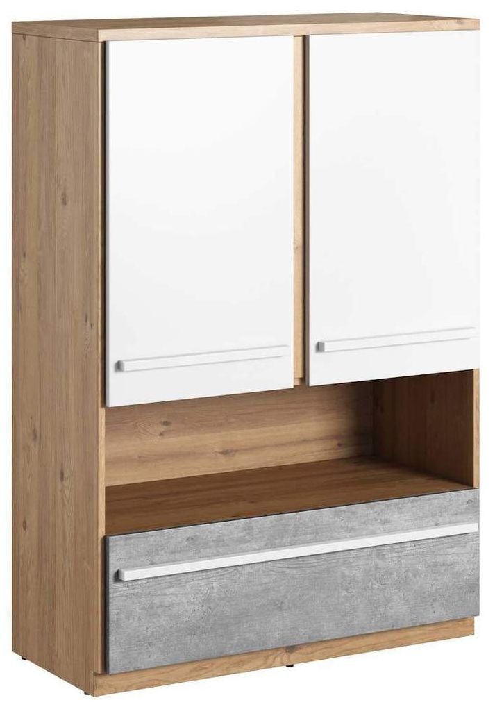 Product photograph of Plano Oak And Faux Concrete Cabinet from Choice Furniture Superstore.
