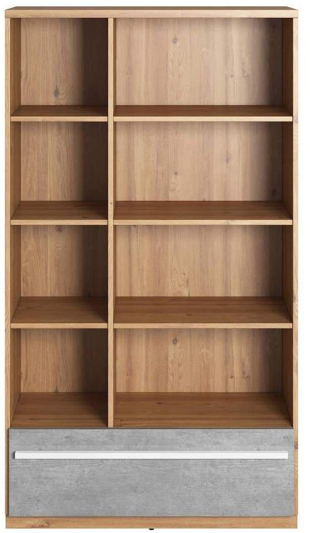 Product photograph of Plano Oak And Faux Concrete Bookcase from Choice Furniture Superstore.
