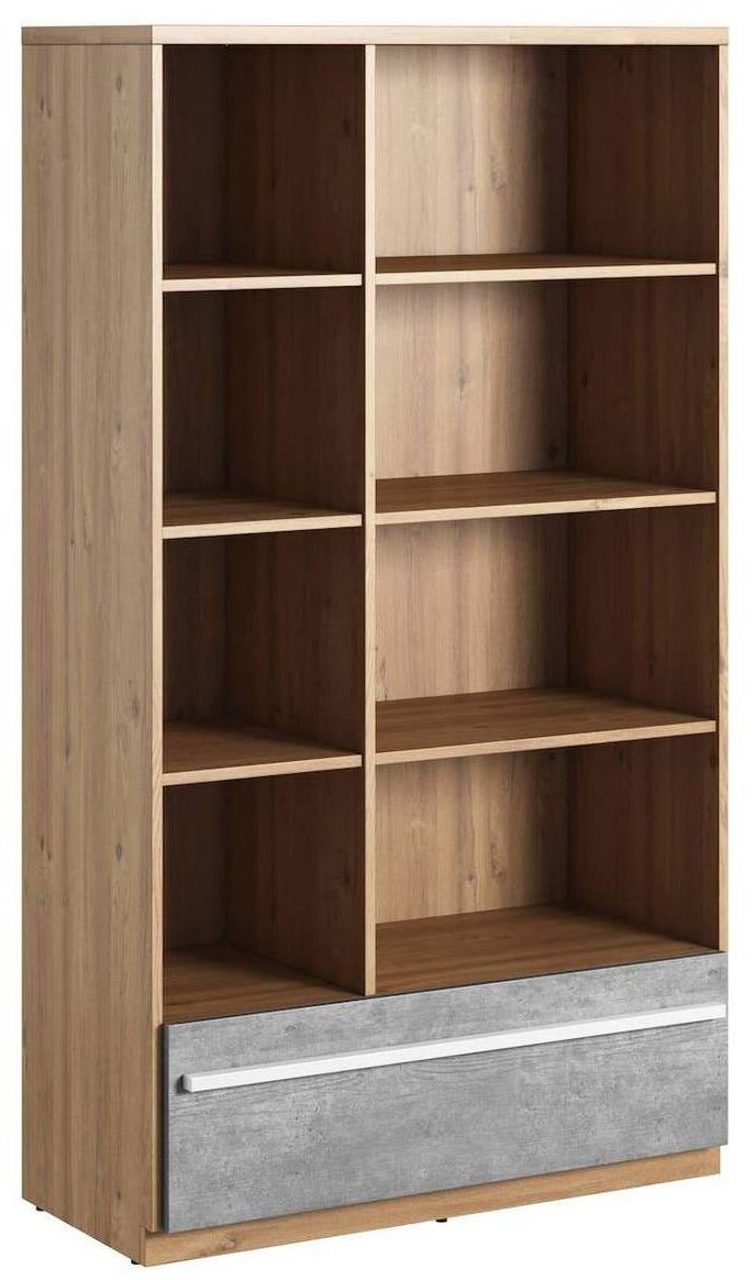 Product photograph of Plano Oak And Faux Concrete Bookcase from Choice Furniture Superstore.