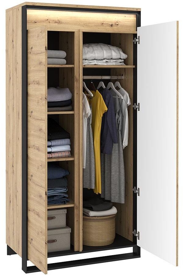 Product photograph of Quant Oak 2 Door Wardrobe from Choice Furniture Superstore.