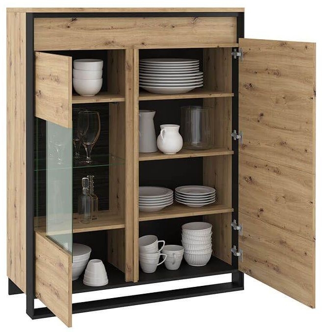 Product photograph of Quant Oak 2 Door Display Cabinet from Choice Furniture Superstore.