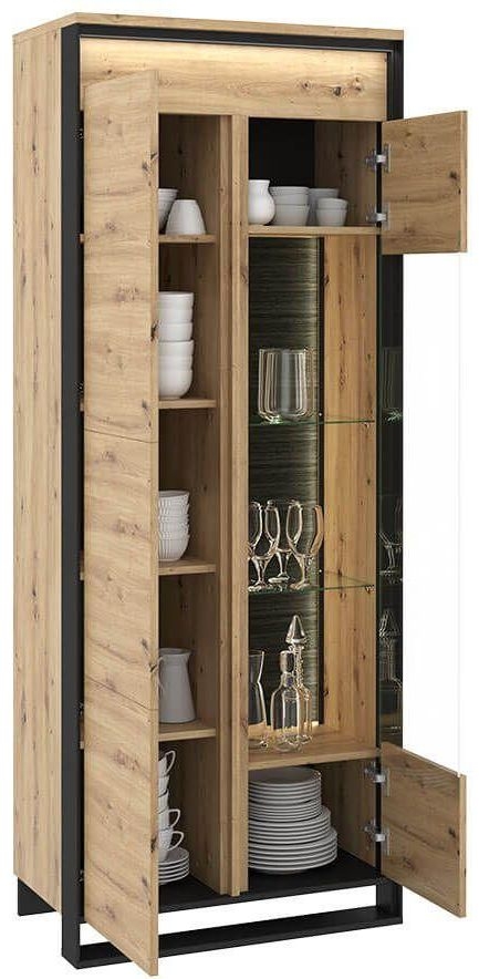 Product photograph of Quant Oak 1 Door Tall Cabinet from Choice Furniture Superstore.