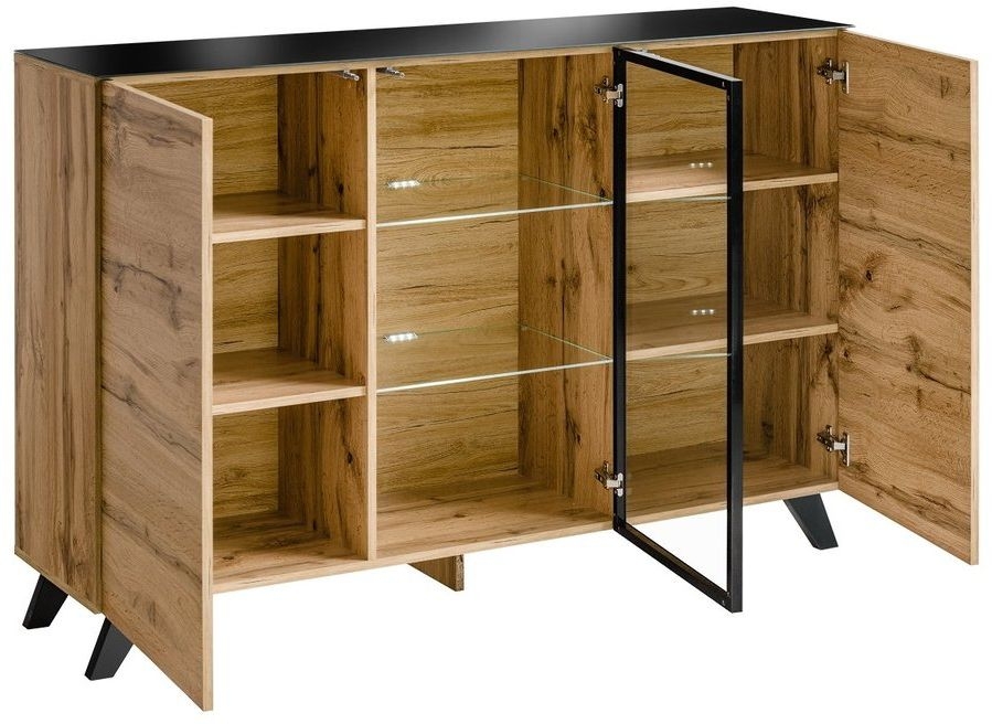 Product photograph of Avondale Oak Effect 150cm Medium 3 Door Sideboard from Choice Furniture Superstore.