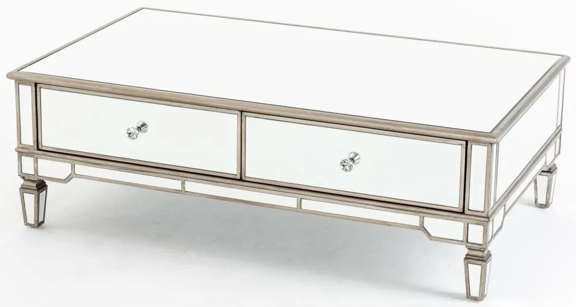 Product photograph of Antoinette Mirrored Champagne Trim Coffee Table from Choice Furniture Superstore.