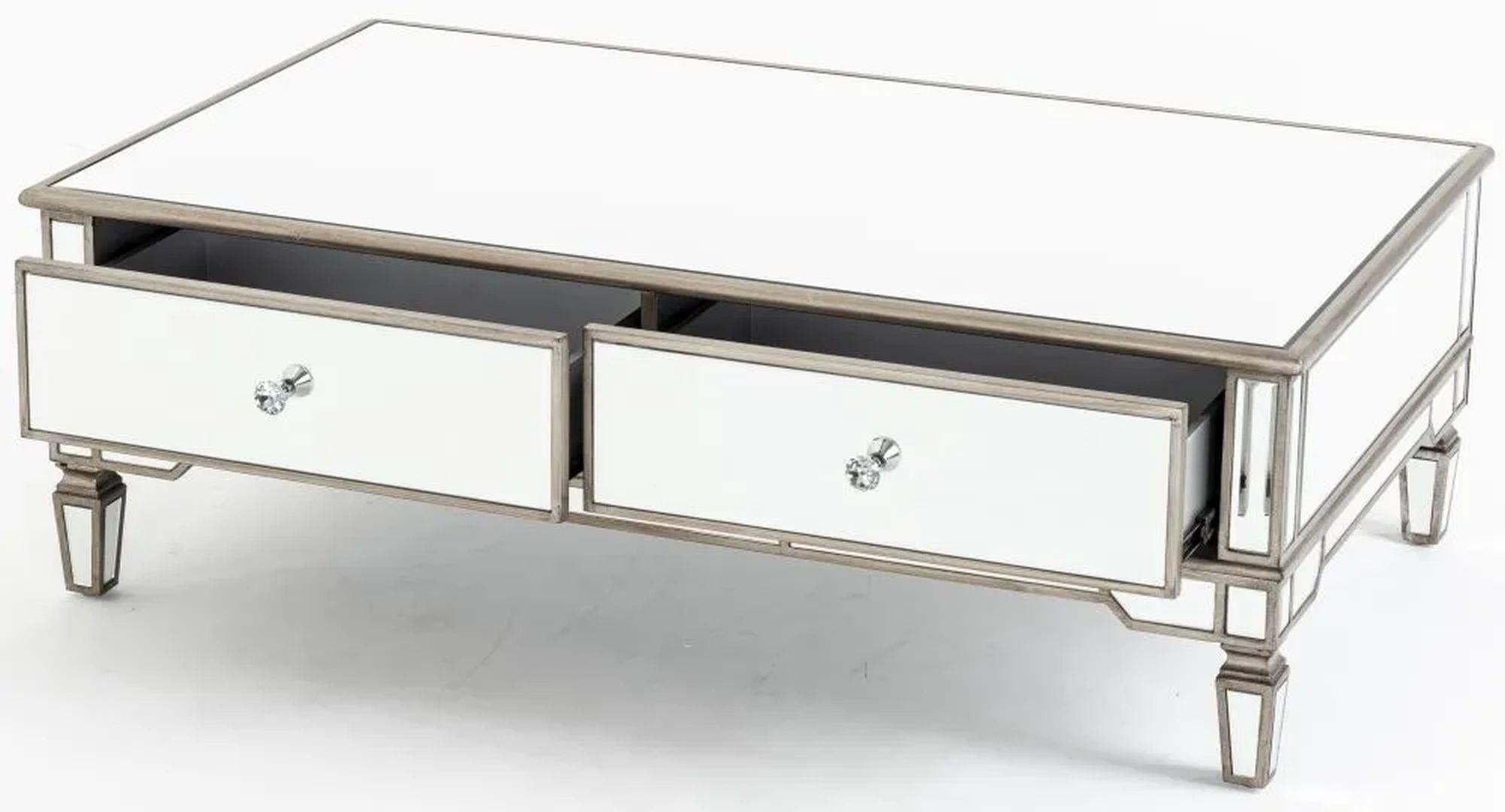 Product photograph of Antoinette Mirrored Champagne Trim Coffee Table from Choice Furniture Superstore.