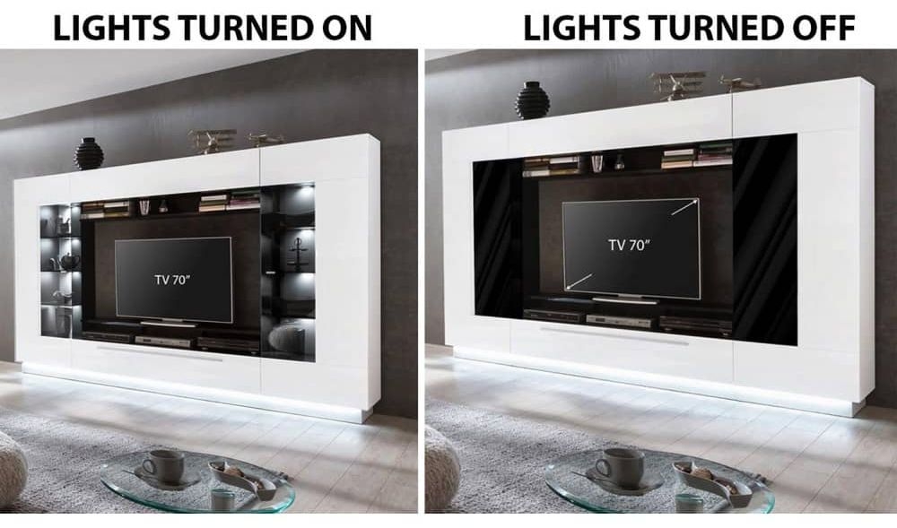 Product photograph of Roseland White Gloss Wall Tv Unit from Choice Furniture Superstore.