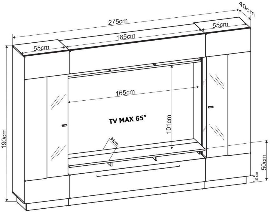 Product photograph of Roseland White Gloss Wall Tv Unit from Choice Furniture Superstore.