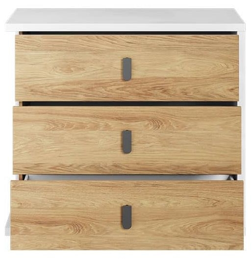 Product photograph of Massi Natural And White 3 Drawer Chest from Choice Furniture Superstore.