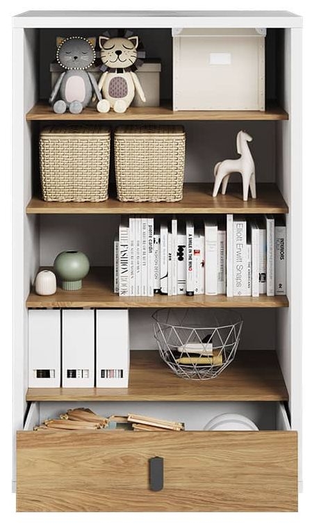 Product photograph of Massi Natural And White Bookcase from Choice Furniture Superstore.