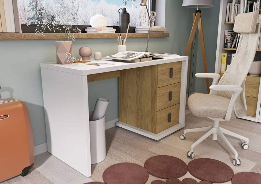 Product photograph of Massi Natural And White Computer Desk from Choice Furniture Superstore.