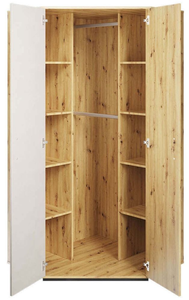 Product photograph of Qubic Oak Corner Wardrobe from Choice Furniture Superstore.
