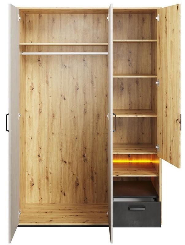 Product photograph of Qubic Oak Large Wardrobe With Led from Choice Furniture Superstore.