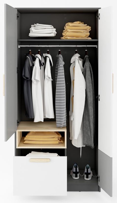 Product photograph of Pok Graphite 2 Door Wardrobe from Choice Furniture Superstore.