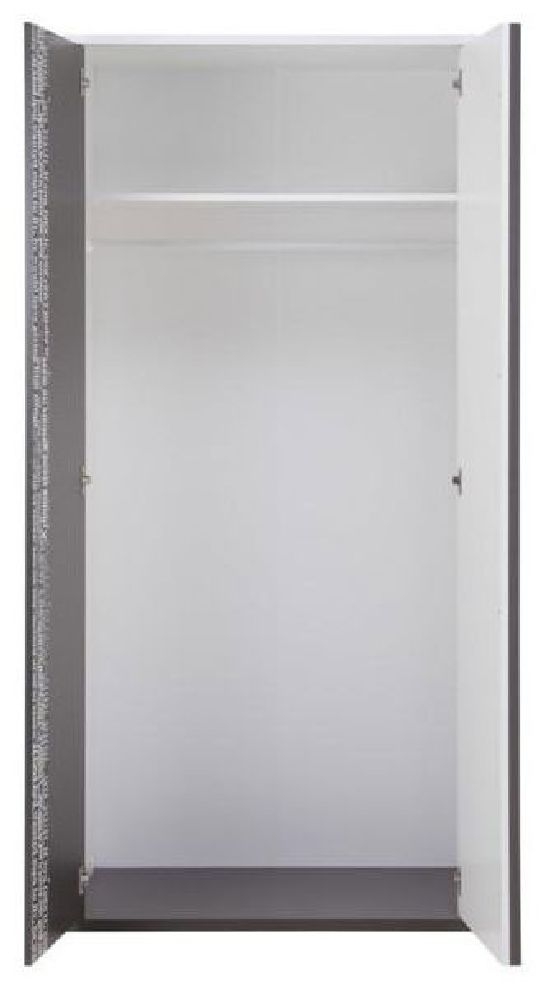 Product photograph of Harry White And Graphite 2 Door Wardrobe from Choice Furniture Superstore.