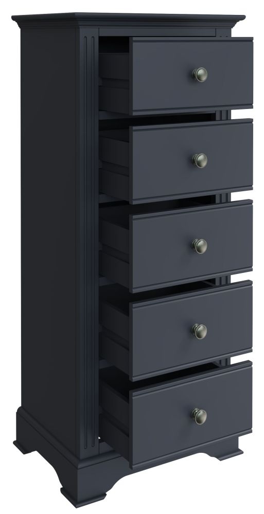 Product photograph of Ashby Midnight Grey Painted 5 Drawer Tall Chest from Choice Furniture Superstore.