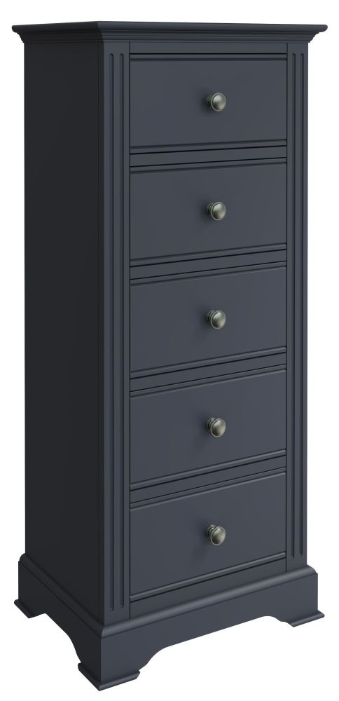 Product photograph of Ashby Midnight Grey Painted 5 Drawer Tall Chest from Choice Furniture Superstore.