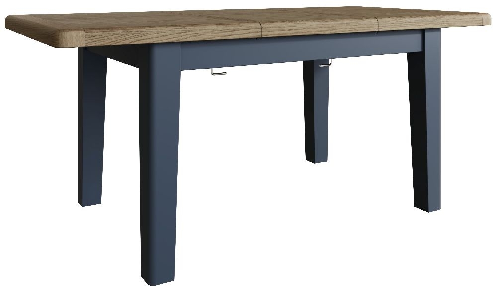 Product photograph of Ringwood Blue Painted 130cm-180cm 4 Seater Extending Dining Table - Oak Top from Choice Furniture Superstore.