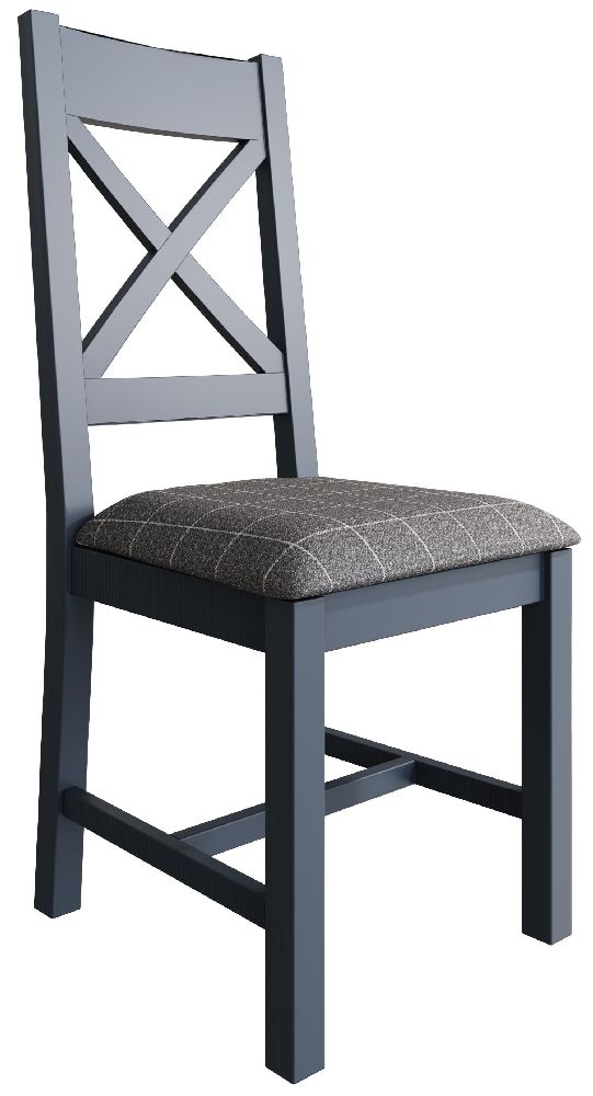 Product photograph of Ringwood Painted Cross Back Dining Chair With Fabric Seat Sold In Pairs from Choice Furniture Superstore.