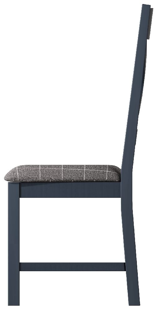 Product photograph of Ringwood Blue And Grey Painted Cross Back Dining Chair With Fabric Seat Sold In Pairs from Choice Furniture Superstore.