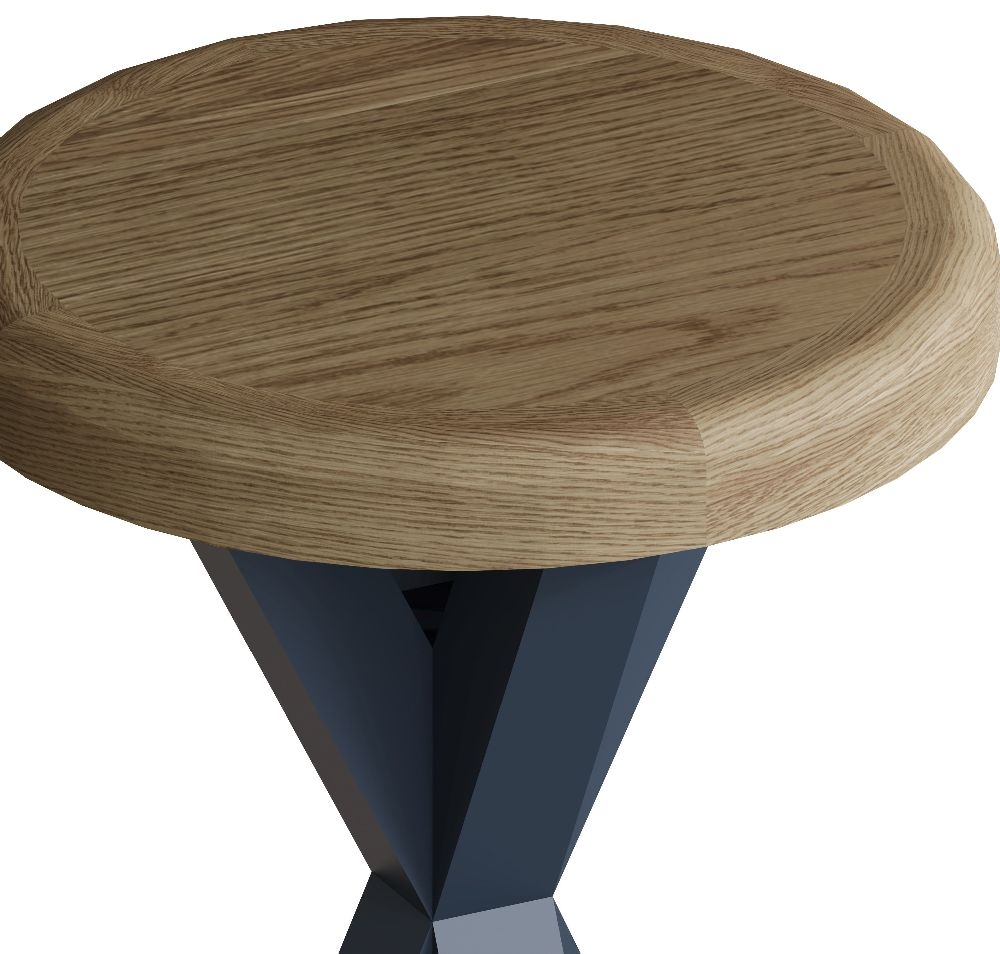 Product photograph of Ringwood Blue Painted Round Side Table - Oak Top from Choice Furniture Superstore.