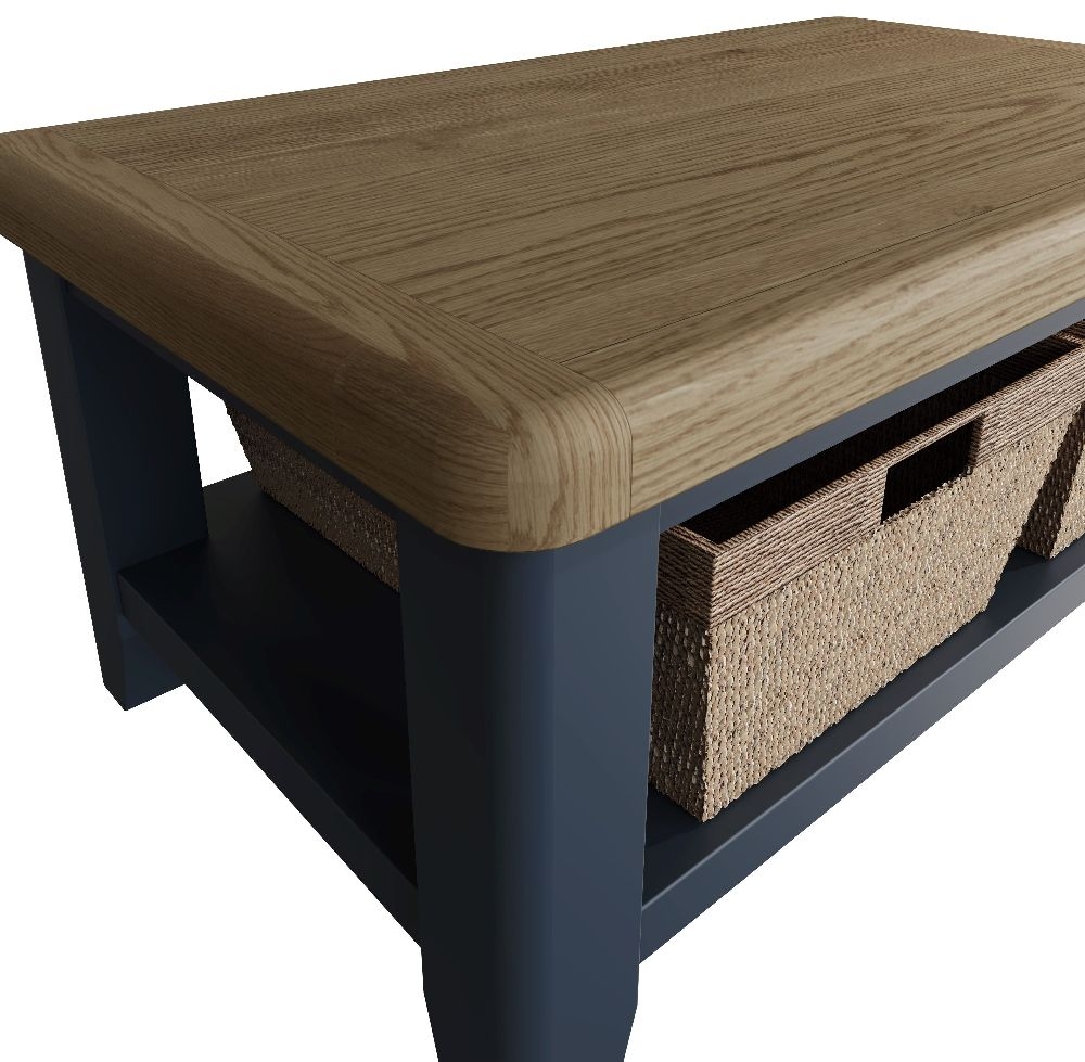 Product photograph of Ringwood Blue Painted Coffee Table - Oak Top from Choice Furniture Superstore.