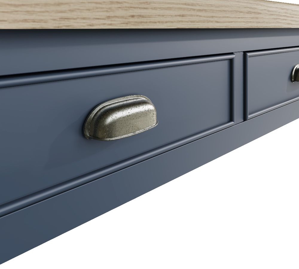 Product photograph of Ringwood Blue Painted 2 Drawer Coffee Table - Oak Top from Choice Furniture Superstore.