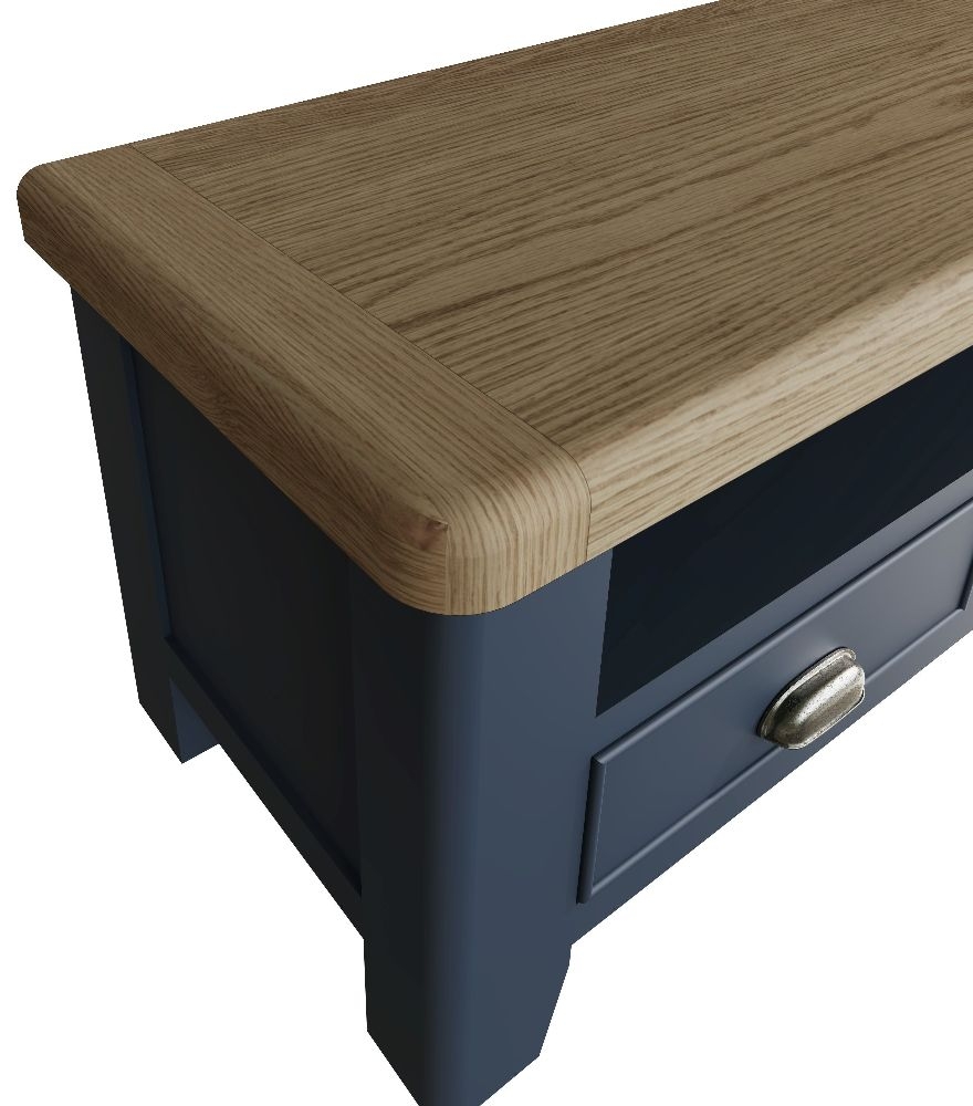 Product photograph of Ringwood Blue Painted Tv Unit - Oak Top from Choice Furniture Superstore.
