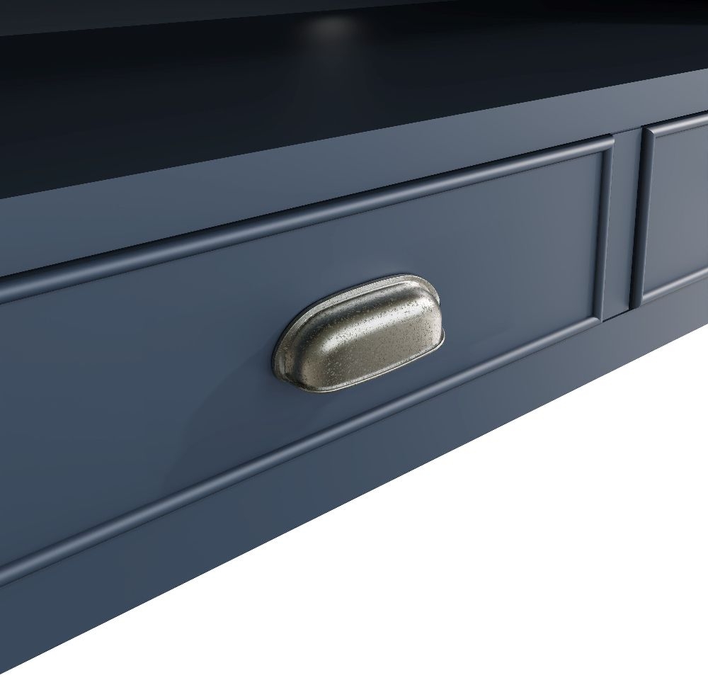 Product photograph of Ringwood Blue Painted Large Tv Unit - Oak Top from Choice Furniture Superstore.
