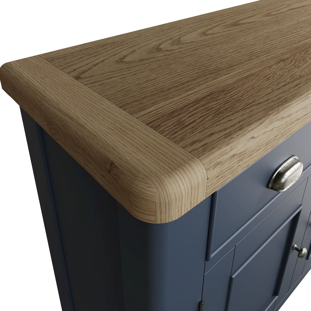 Product photograph of Ringwood Blue Painted 2 Door 2 Drawer Sideboard - Oak Top from Choice Furniture Superstore.