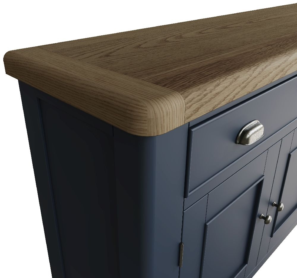 Product photograph of Ringwood Blue Painted 4 Door 2 Drawer Sideboard - Oak Top from Choice Furniture Superstore.