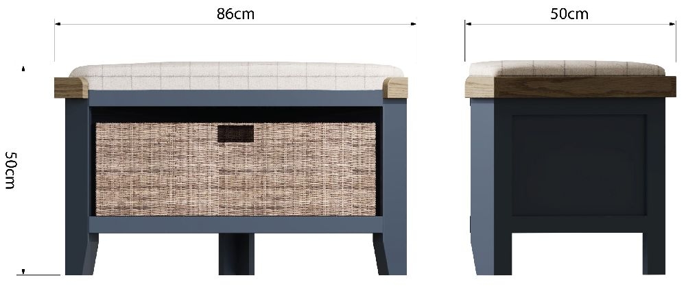 Product photograph of Ringwood Blue Painted Corner Hall Bench from Choice Furniture Superstore.
