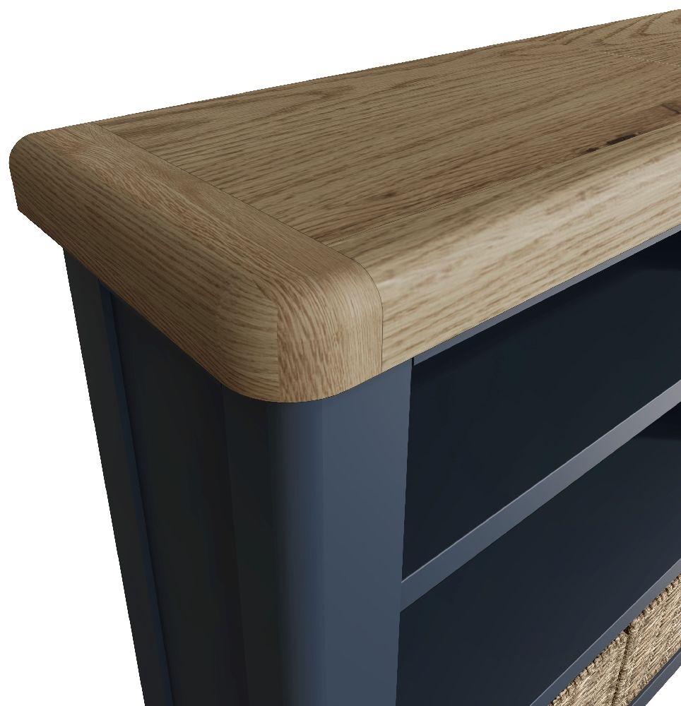 Product photograph of Ringwood Blue Painted Small Bookcase - Oak Top from Choice Furniture Superstore.