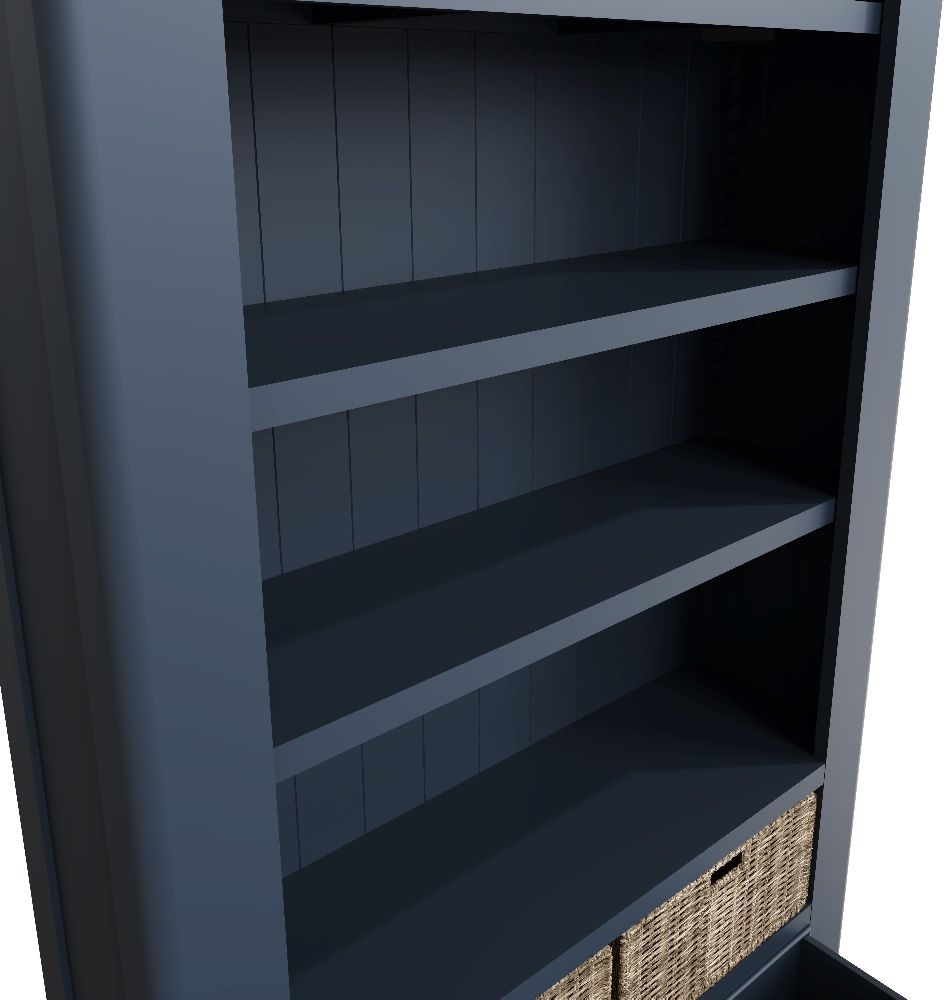 Product photograph of Ringwood Blue Painted Large Bookcase - Oak Top from Choice Furniture Superstore.