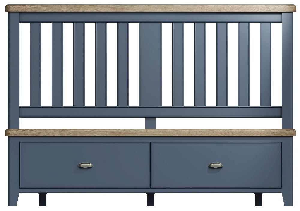 Product photograph of Ringwood Blue Painted Storage Bed With Wooden Headboard from Choice Furniture Superstore.