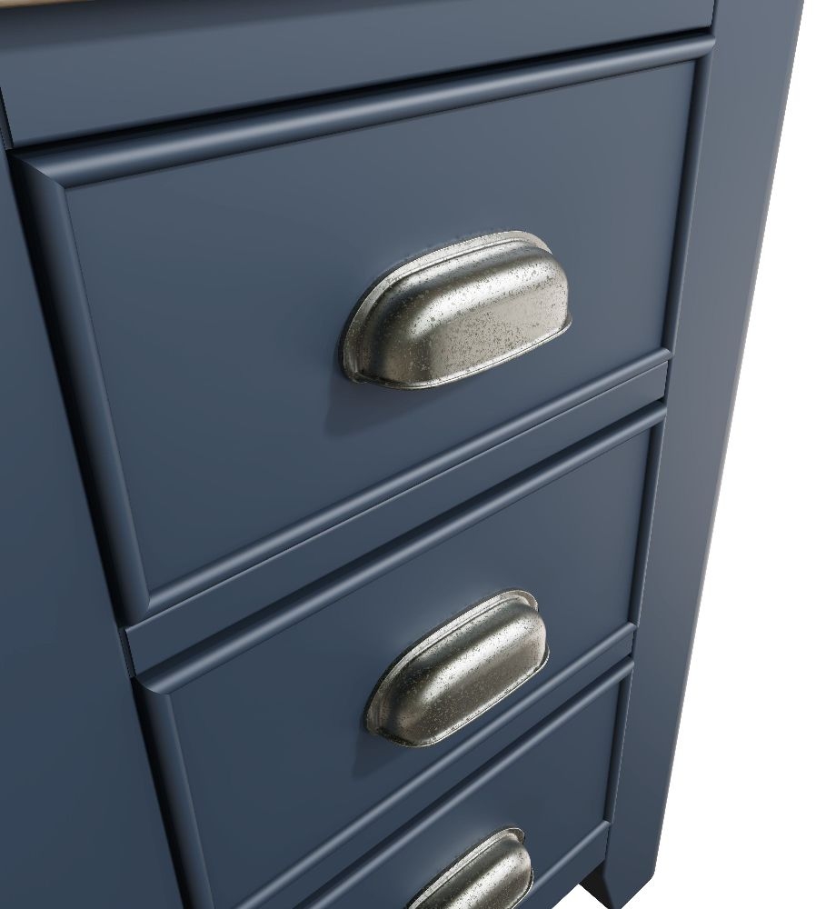 Product photograph of Ringwood Blue Painted 3 Drawer Large Bedside Cabinet - Oak Top from Choice Furniture Superstore.