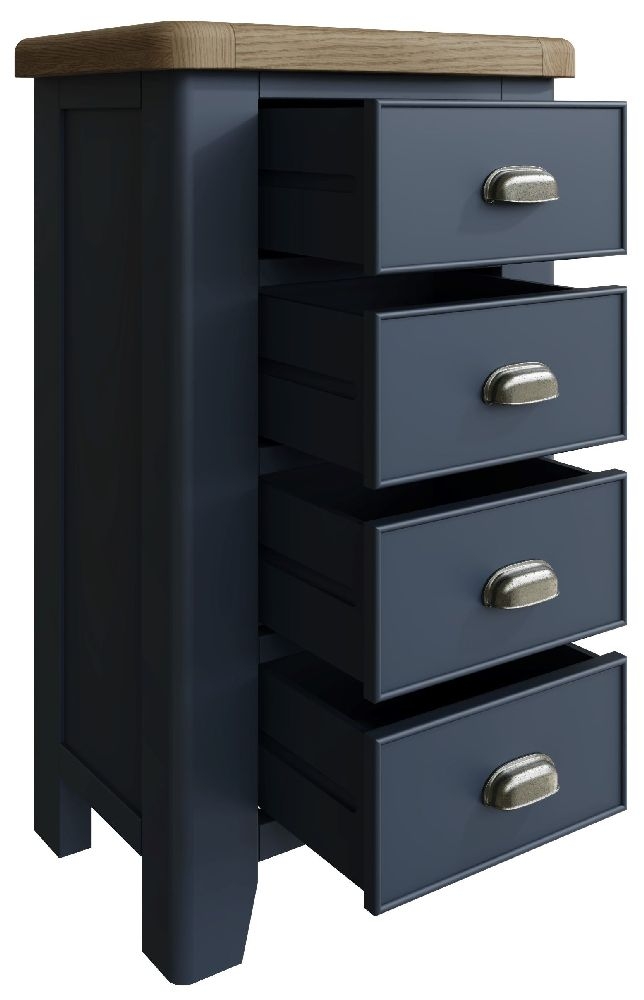 Product photograph of Ringwood Blue Painted 4 Drawer Chest - Oak Top from Choice Furniture Superstore.