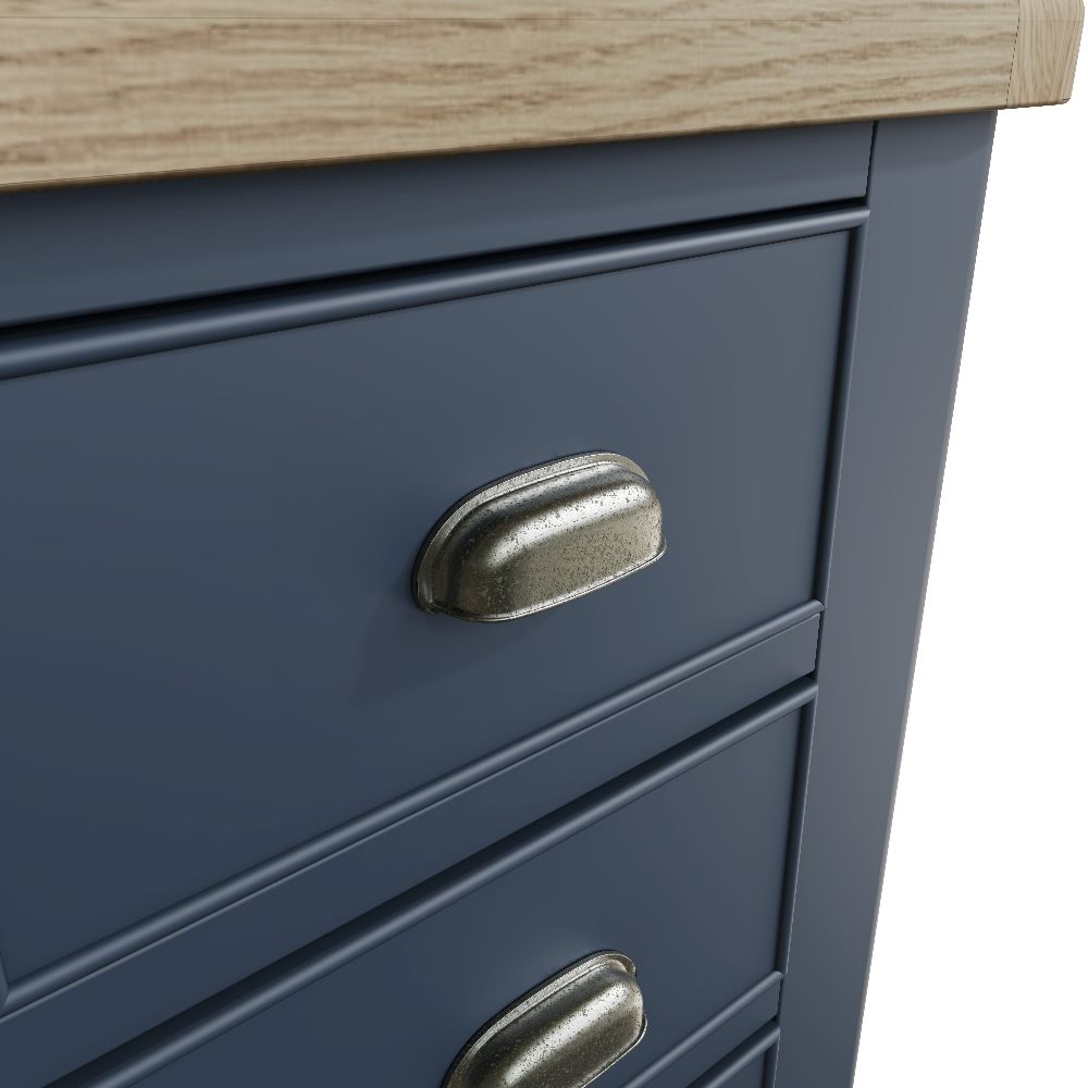 Product photograph of Ringwood Blue Painted 4 Drawer Chest - Oak Top from Choice Furniture Superstore.