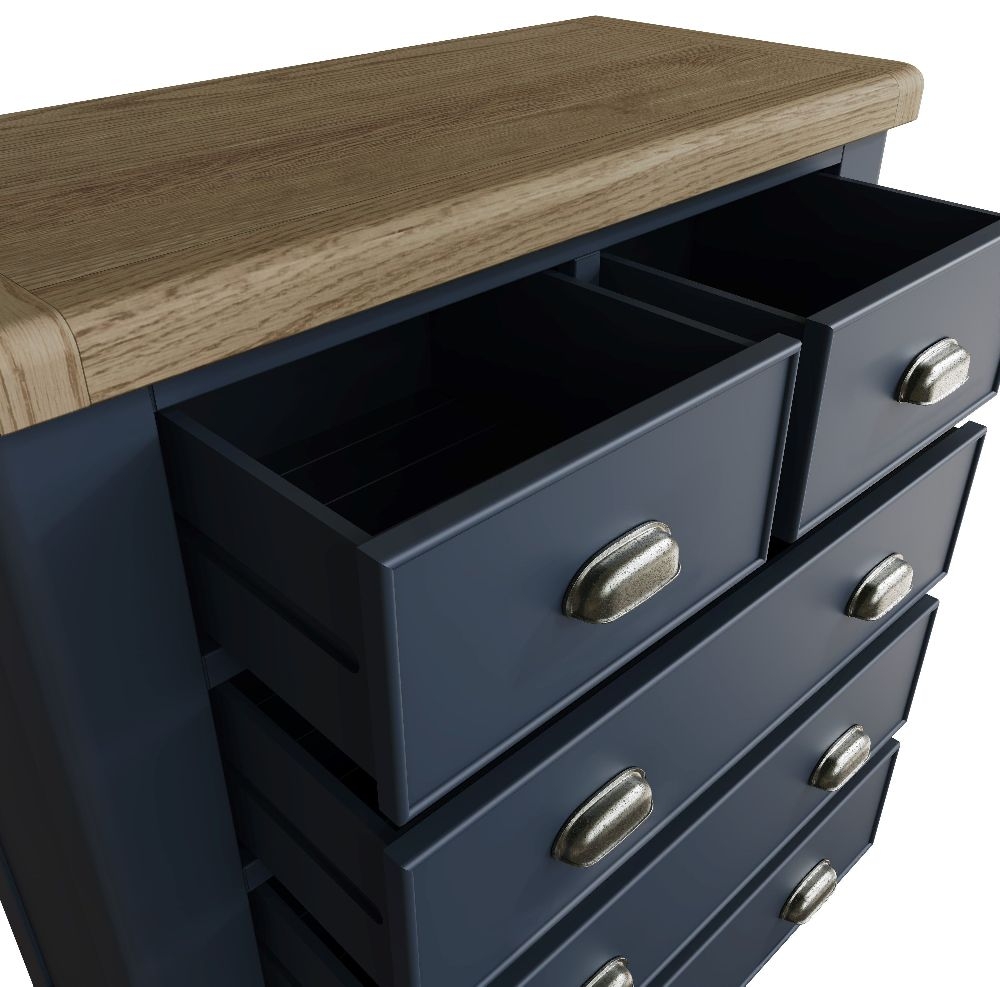 Product photograph of Ringwood Blue Painted 2 3 Drawer Chest - Oak Top from Choice Furniture Superstore.