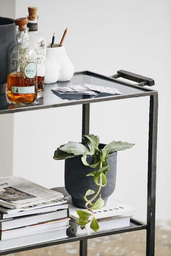 Product photograph of Nordal Tone Black Glass Trolley Table from Choice Furniture Superstore.