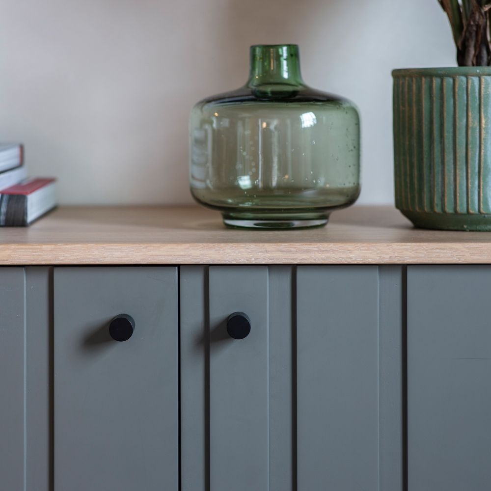 Product photograph of Fuji Oak And Grey Painted 3 Door Large Sideboard from Choice Furniture Superstore.
