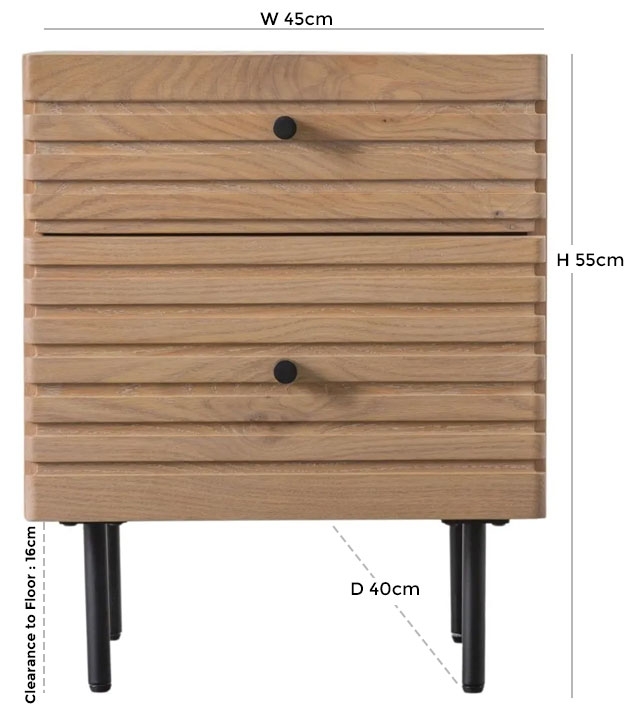 Product photograph of Floriston Oak 2 Drawer Bedside Table from Choice Furniture Superstore.