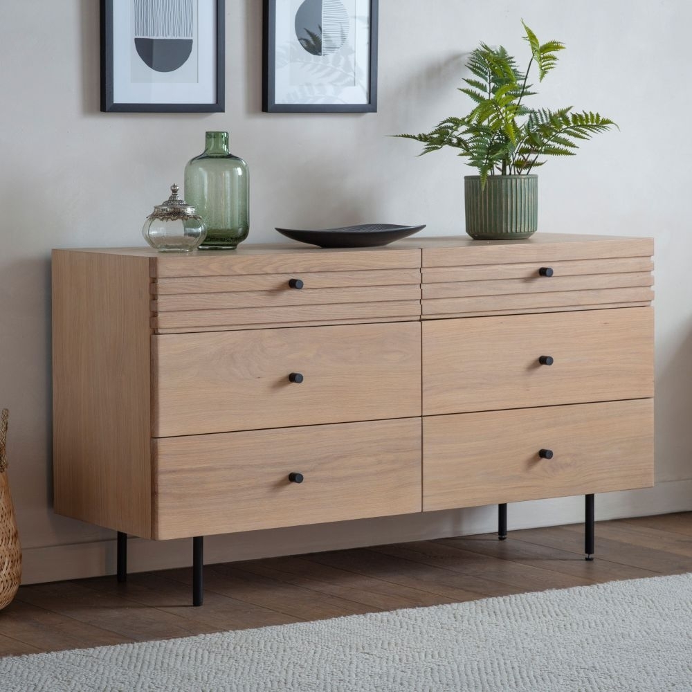 Product photograph of Okayama Oak 6 Drawer Chest from Choice Furniture Superstore.