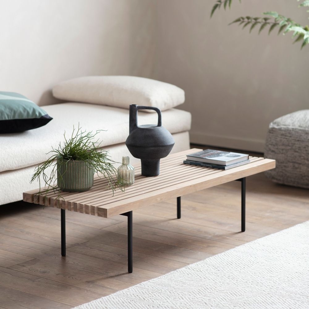 Product photograph of Okayama Japandi Style Oak Slatted Coffee Table from Choice Furniture Superstore.