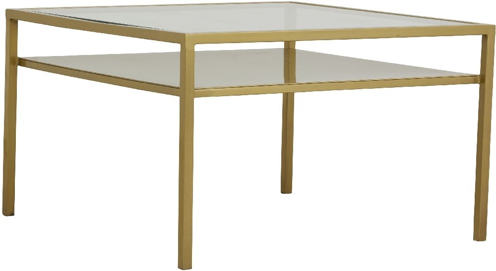 Product photograph of Nordal Etne Glass And Gold Coffee Table from Choice Furniture Superstore.