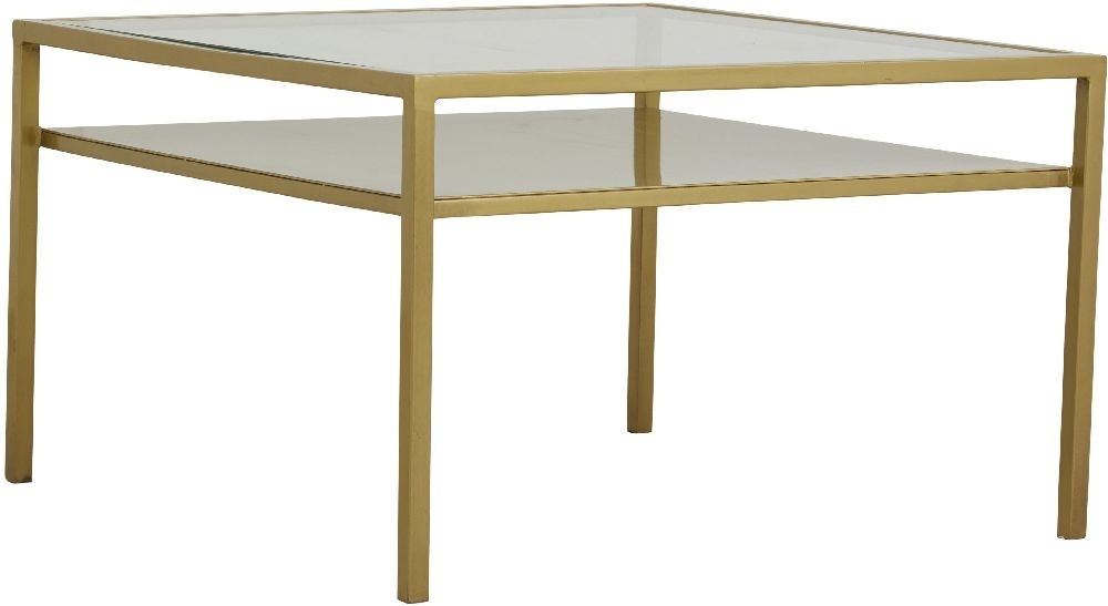 NORDAL Etne Glass and Gold Coffee Table