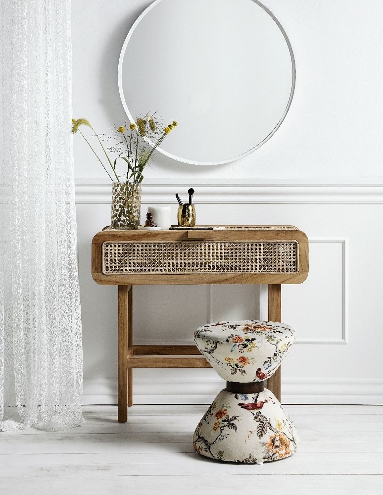 Product photograph of Nordal Merge Rattan Console Table With Glass Top from Choice Furniture Superstore.