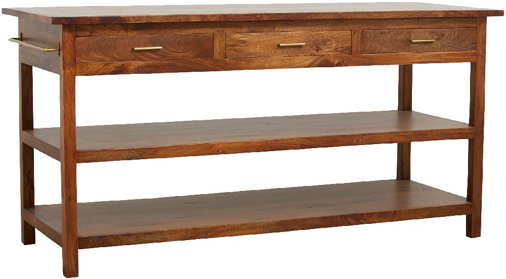 Product photograph of Nordal Caspian 3 Drawer Mango Wood Console Table from Choice Furniture Superstore.